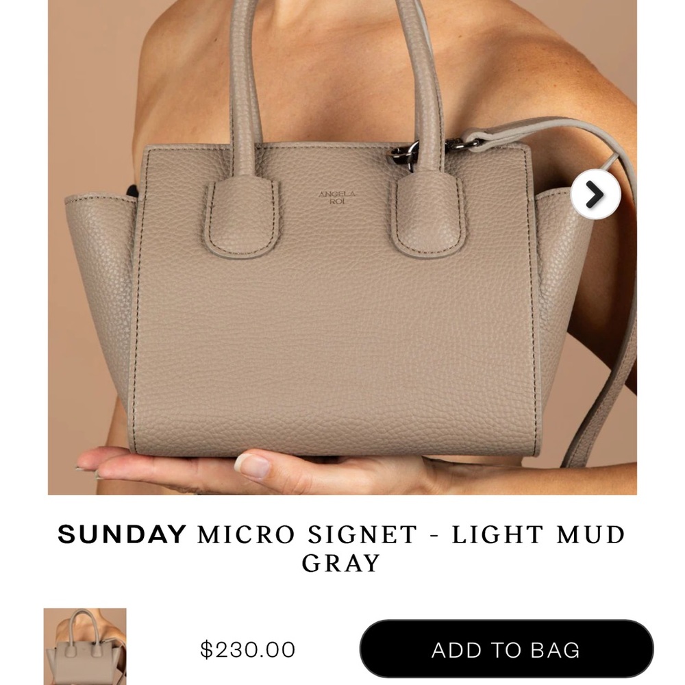 Used Angela Roi Sunday Micro Signet handbag in light mud